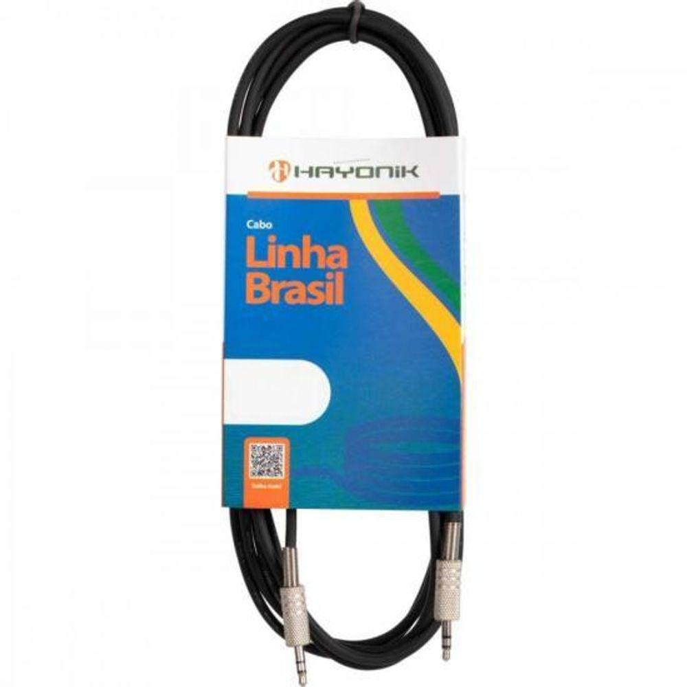 Cabo de Áudio Linha Brasil P2 Estéreo X P2 Estéreo 5M Preto HAYONIK [F003]