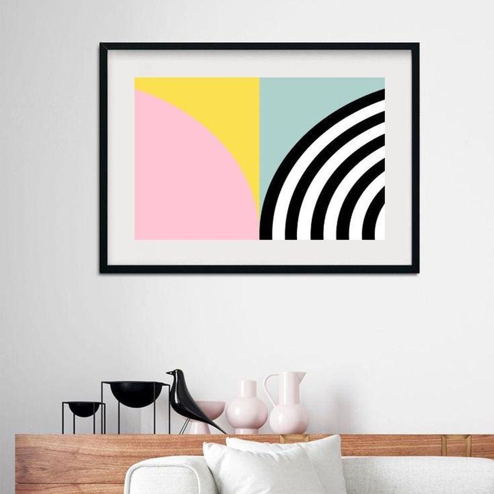 Quadro Horizontal Geométrico Candy Colors - 60X48Cm