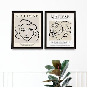 Kit 2 Quadros Matisse Monocromático - Mulheres 45X34Cm Vidro