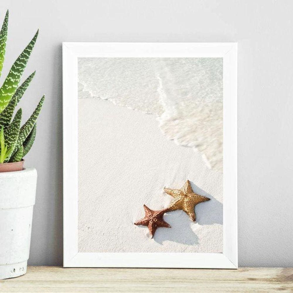 Quadro Coleção Praia Soft - Estrelas Do Mar 45X34Cm - Com Vidro