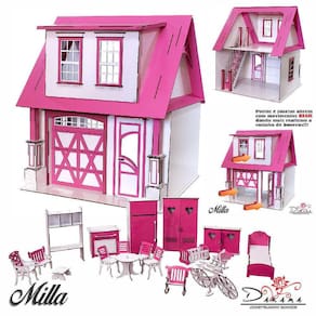 Kit Casa Boneca Escala Barbie Garagem Milla Sonhos 18 Mov Ss