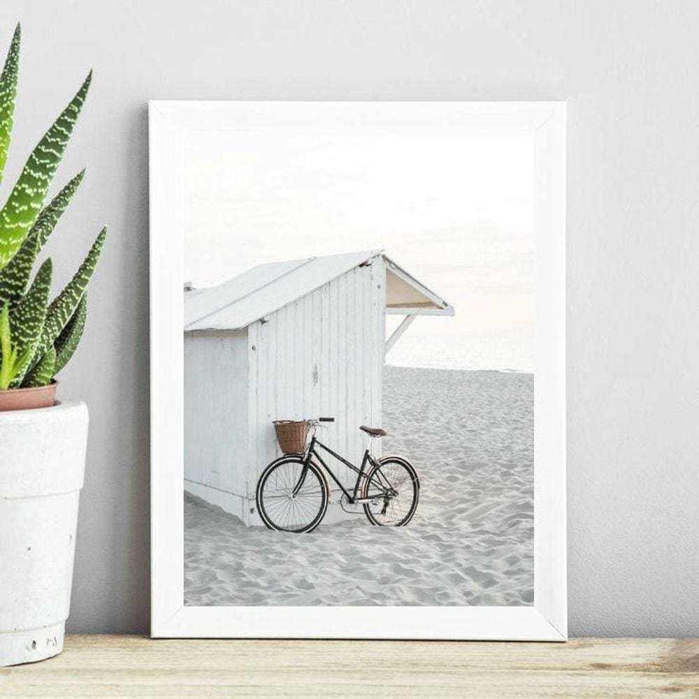 Quadro Coleção Praia Soft - Bicicleta 24X18Cm - Com Vidro