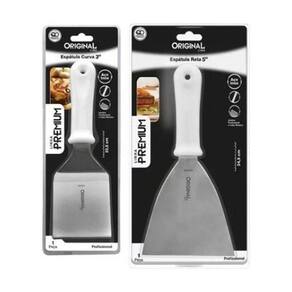 Kit 2 Espátulas Inox Lanche Reta E Curva Chapeiro E Cozinha