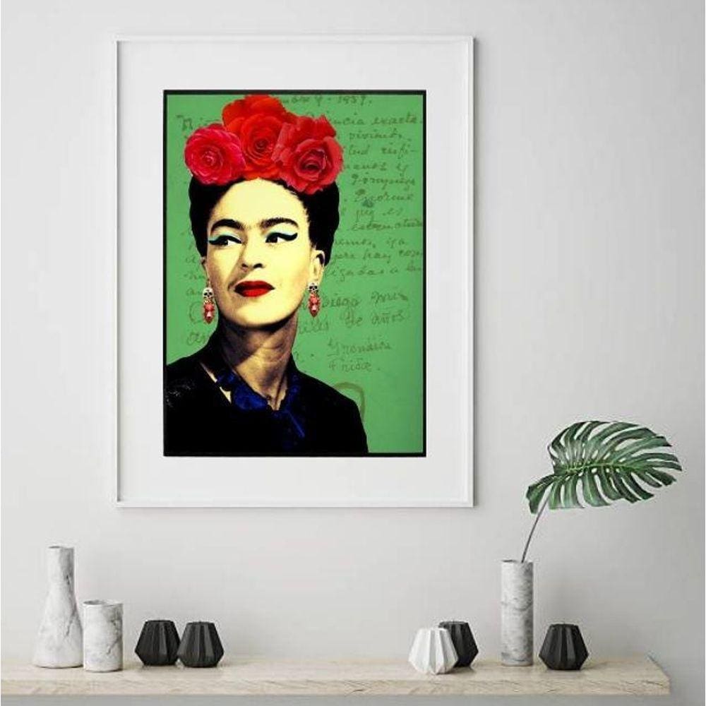 Quadro Frida Vermelho E Verde - 60X48Cm