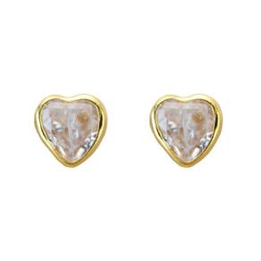 Brinco Coração 5 Mm Com Zircônia Em Ouro 18K