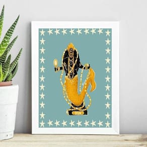 Quadro Candomblé Oxum - Estrelinhas 45X34Cm - Com Vidro