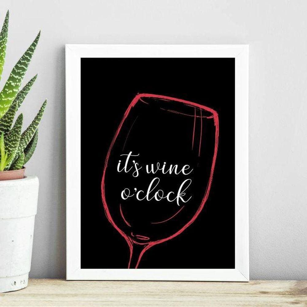 Quadro Decorativo Hora Do Vinho 33X24Cm - Com Vidro