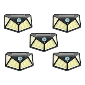 Kit 5 Luminárias Solar 100 Leds Prova Dágua Sensor Presença