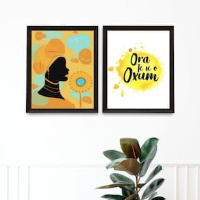 Kit 2 Quadros Oxum - Saudação 45X34Cm - Com Vidro