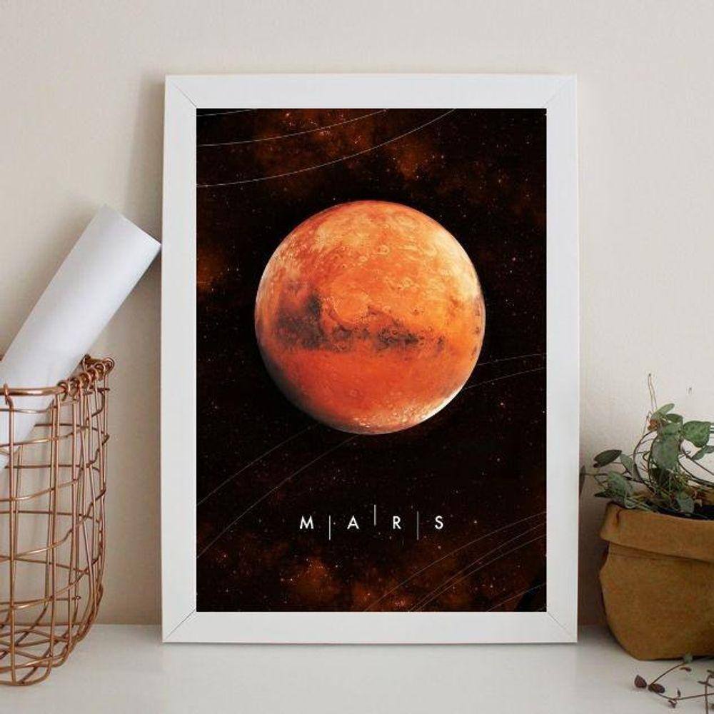Quadro Decorativo Planeta Marte 24X18Cm - Com Vidro