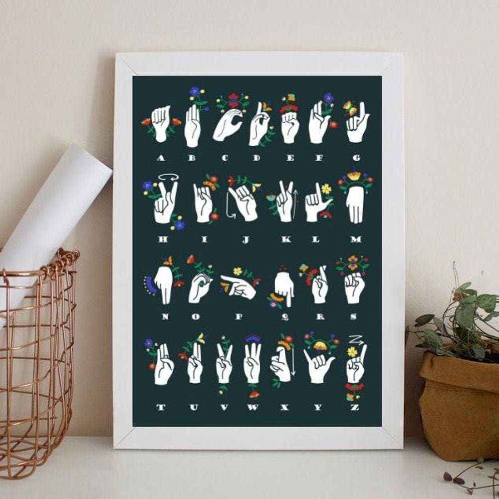 Quadro Alfabeto Manual - Libras 24X18Cm
