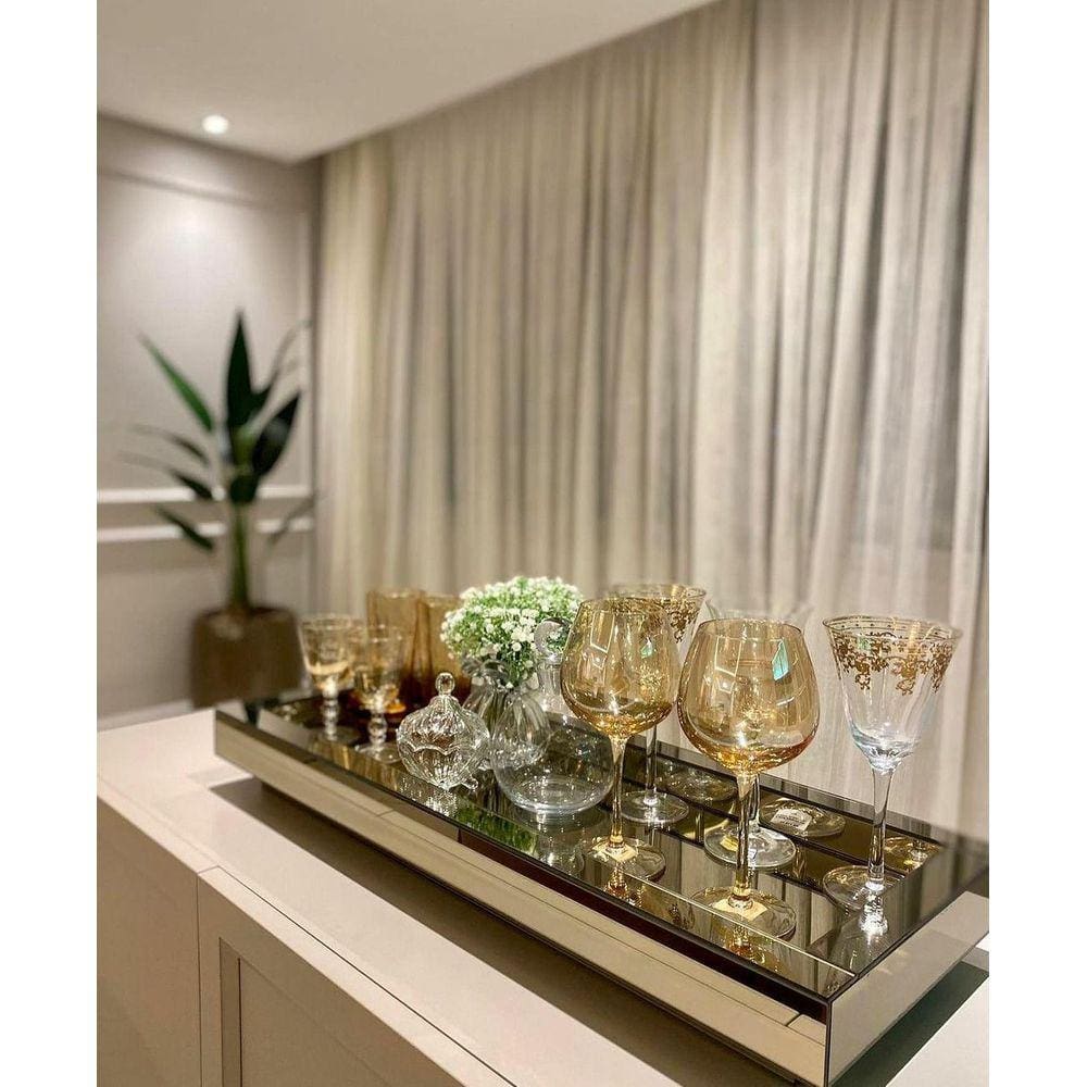 Bandeja Espelhada Bronze Grande Decoração Luxo 60X35
