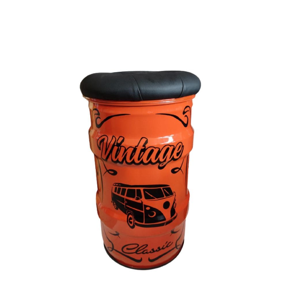 Banco Tambor Vintage Kombi Tonel Puff
