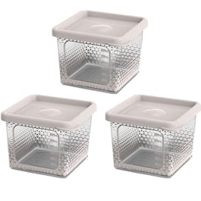 Kit 3 Potes Para Alimentos Transparente Prisma 430Ml C/Tampa