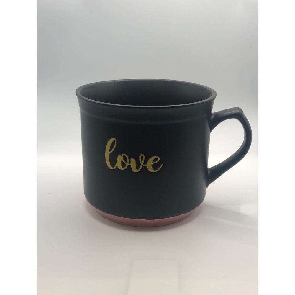 CANECA CERAMICA LOVE PRETO MATT/ROSA 660ml