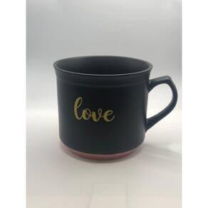 CANECA CERAMICA LOVE PRETO MATT/ROSA 660ml