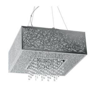 Pendente Lustre Apolo Inox Quadrado Cristal Led 40 X 40 Cm