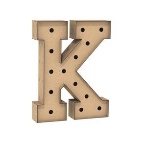 Letra Caixa Grande K Mdf 100Cm Altura Furo Lampad Iluminação