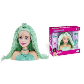 Barbie Mini Styling Head Special Hair Verde Cabelo De Tricô