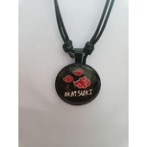 Colar Ajustavel Akatsuki Naruto Pingente Cabochon Redondo