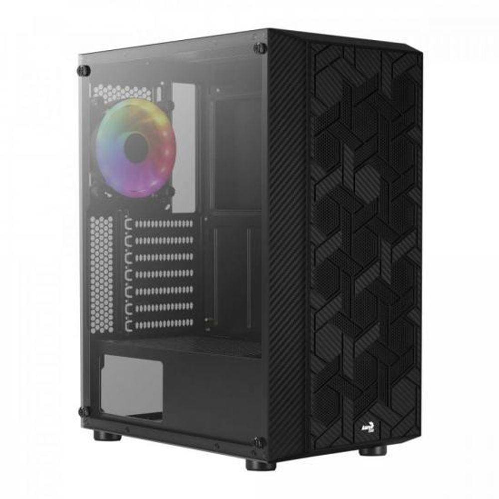 Gabinete Gamer Aerocool Hive Preto RGB Lateral Vidro [F002]