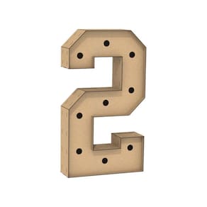 Número 2 Letra Caixa Grande Mdf 90Cm Altura Furo Iluminação