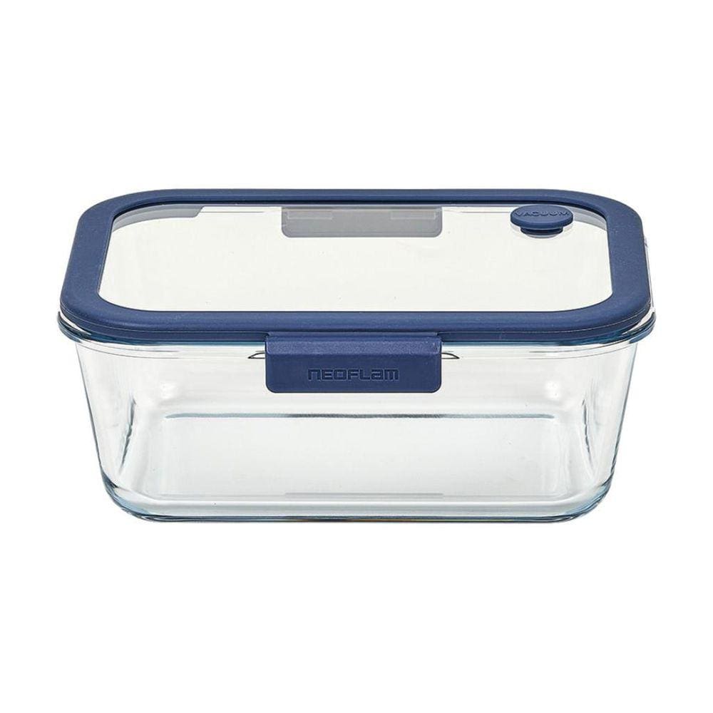 Pote De Vidro Retangular - Válvula Na Tampa - 1900Ml - Neofl