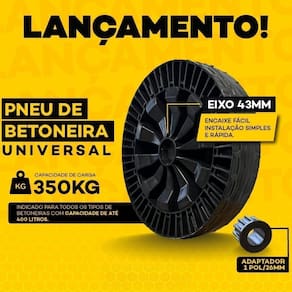 Rodas Para Betoneira 400/250L Maciça Eixo Universal 2 Un.