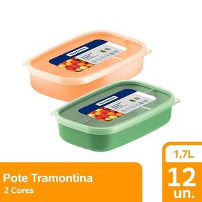 Pote Tramontina Mixcolor 1,7L com Tampa Transparente 2 Cores - Embalagem com 12 Unidades