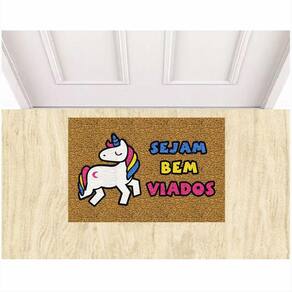 Tapete Unicórnio Sejam Bem Viados Antiderrapante 60X40 Cm.