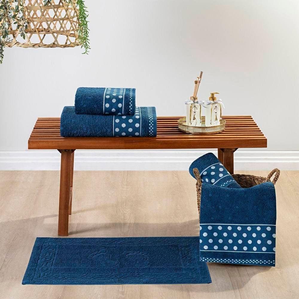 Jogo De Banho Petit Poa Algodão 5 Peças Marinho