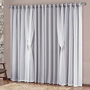 Cortina Mabelle Semi Blackout E Voil 2,00m X 1,70m Cinza