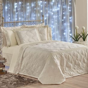Cobre Leito Queen Royalle Matelado Com Guipir 7 Peças Bege