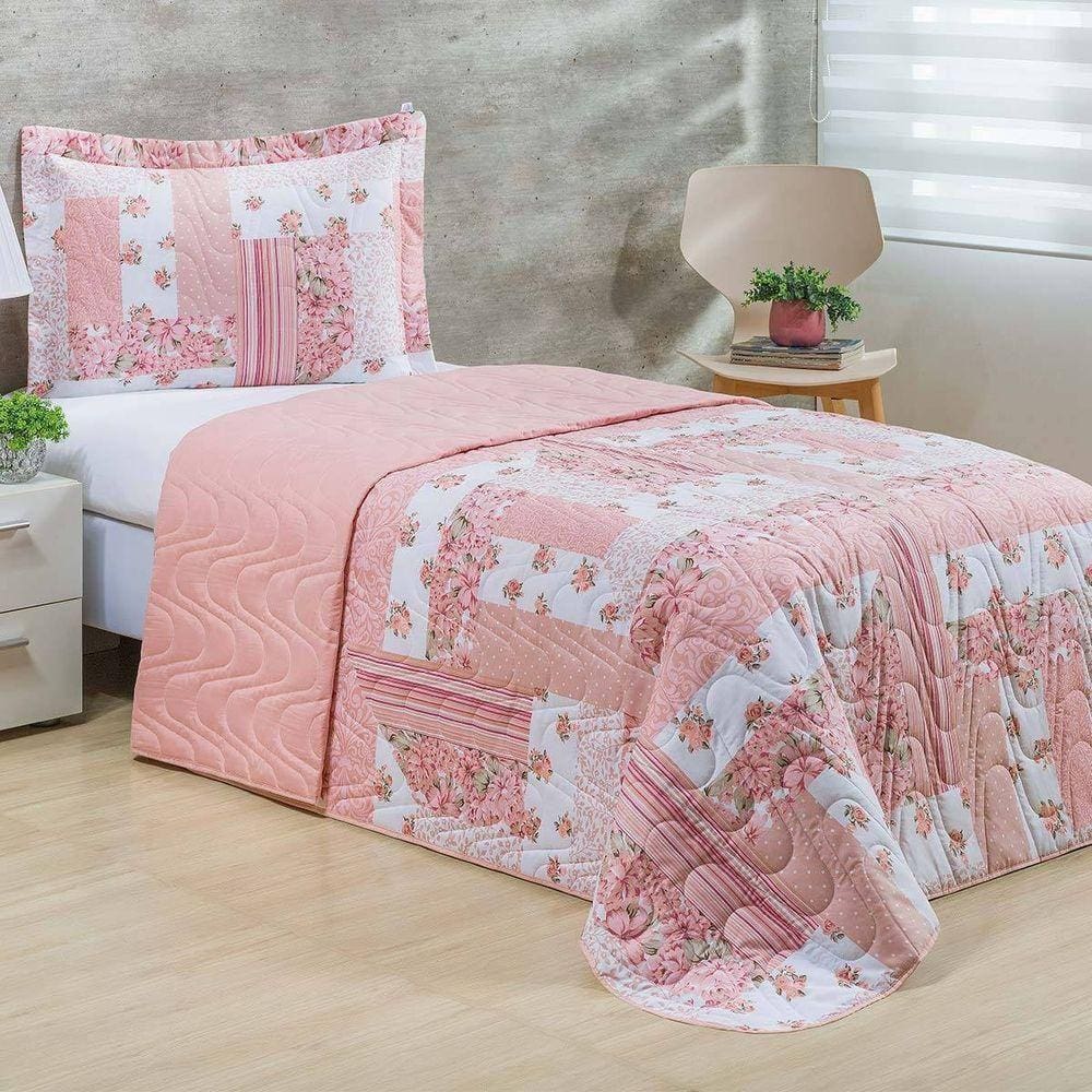 Cobre Leito Solteiro Colori Dupla Face 200 Fios Estampado 2 Peças Blush Rosa