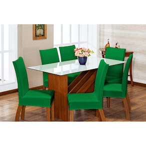 Kit de Capas de Cadeira Estofada 4 Lugares Mesa de Jantar Protege Muda a Decoração Malha Helanca Lisa