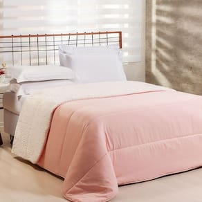 Edredom Queen Coberdrom Flupy Percal-sherpa 1 Peça Rosa