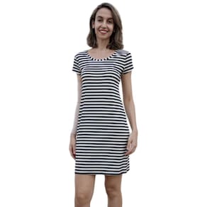 Vestido Adulto Manga Curta Listrado
