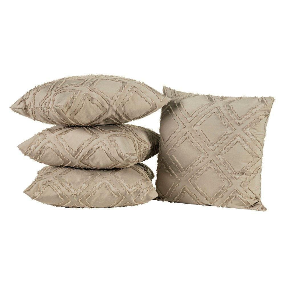 Kit 04 Almofadas Cheias Aveline 45cm X 45cm Caqui