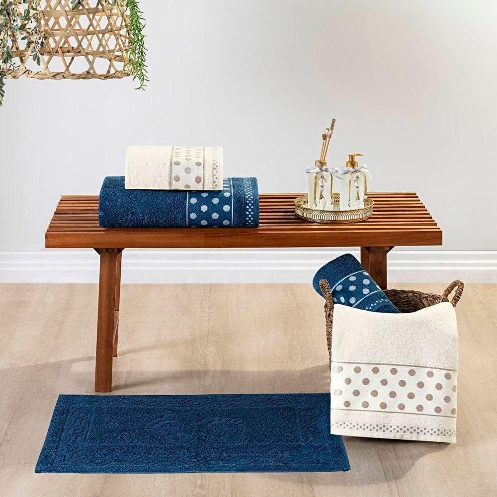 Jogo De Banho Petit Poa Algodão 5 Peças Marinho-perola