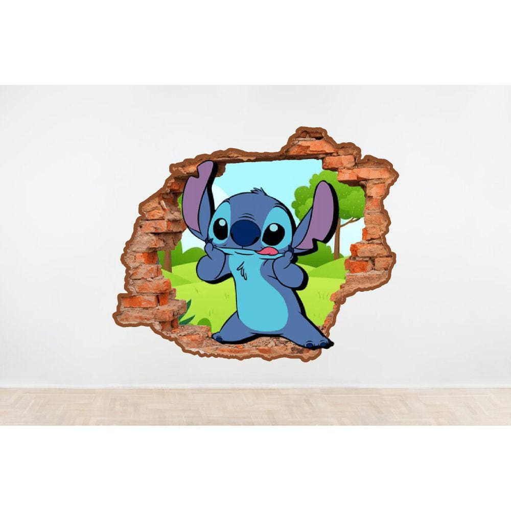 Adesivo De Parede Buraco Falso Stitch Mod 01