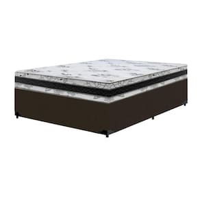 Cama Base Box Casal Super Confort Suede Marrom + Colchão Casal Super Confort D33 24x138x188