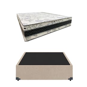 Cama Base Box Casal Super Confort Suede Bege + Colchão Casal Super Confort D33 24x138x188