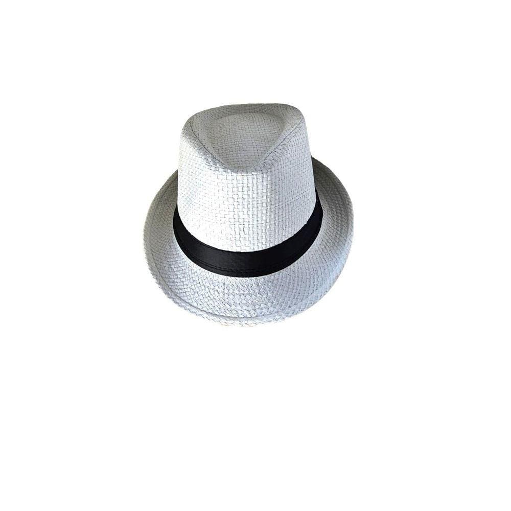 Chapéu Malandro Carnaval Branco Com Fita Preta Fem/Masc