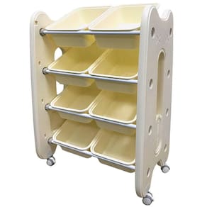 Prateleira Infantil Plástica Organizadora Cesto Estante Baú Brinquedos com Rodinhas Brinqway Bw-285