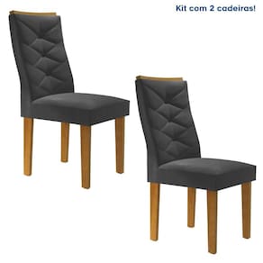 Conjunto 2 Cadeiras para Sala de Jantar Germany Espresso Móveis Ypê/Off White/Boucle Cinza