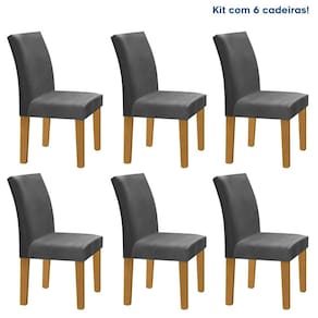 Kit 6 Cadeiras Estofadas Espanha Espresso Móveis Cinamomo/Off White/Cinza