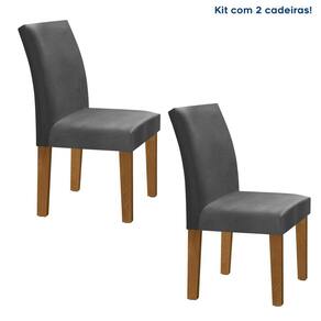 Kit 2 Cadeiras Estofadas Espanha Espresso Móveis Ypê/Off White/Boucle Cinza