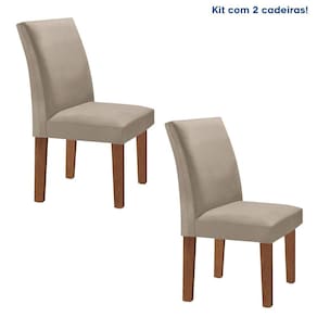 Kit 2 Cadeiras Estofadas Espanha Espresso Móveis Chocolate/Off White/Boucle Bege