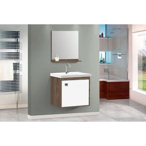 Conjunto para Banheiro Unic 40 Cm Carvalho/Branco