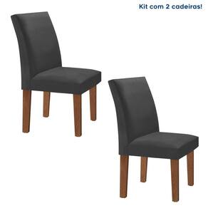 Kit 2 Cadeiras Estofadas Espanha Espresso Móveis Chocolate/Off White/Boucle Cinza